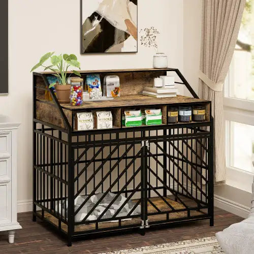 Rustic Retreat Dog Crate w/ Storage