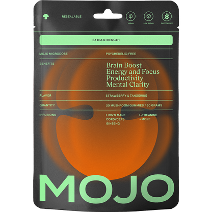 Mojo | Mushroom Dosed Gummies Extra Strength Brain Boost Gummies - Strawberry Tangerine