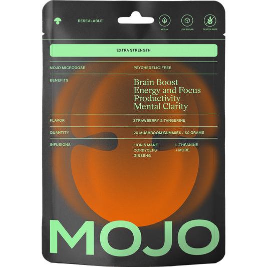 Mojo | Mushroom Dosed Gummies Extra Strength Brain Boost Gummies - Strawberry Tangerine
