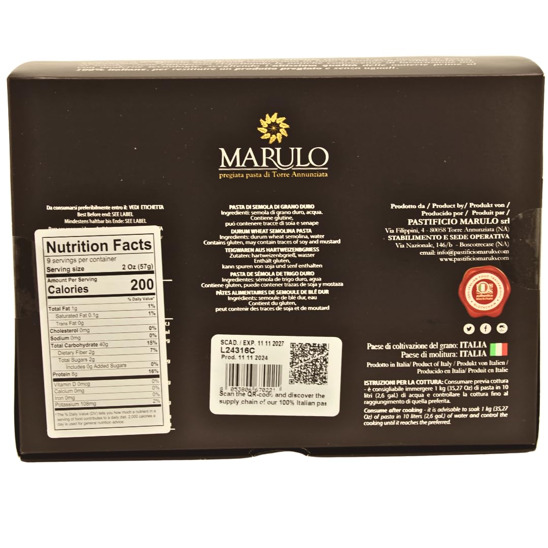 Marulo Paccheri Homemade Artisan Pasta – Authentic Italian Bronze Cut, 500 g (1.1 lb) Luxury Box