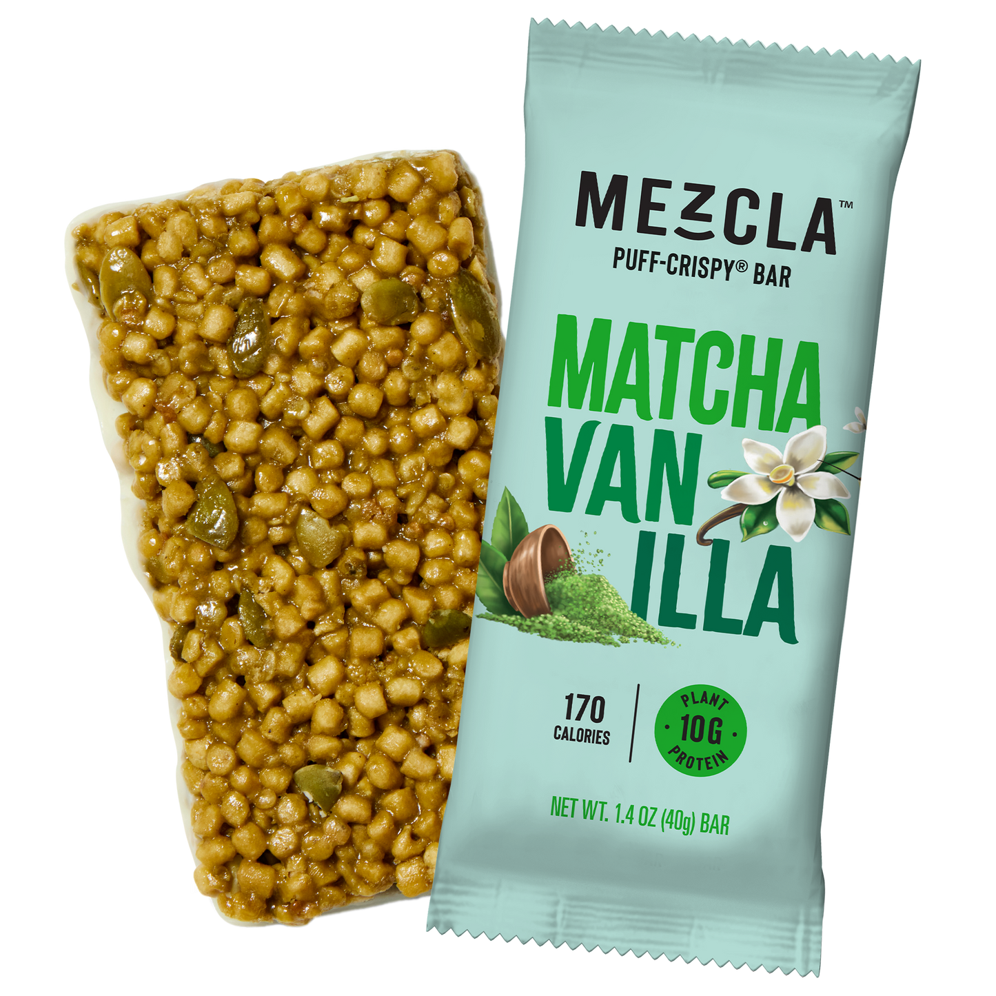 Mezcla Matcha Vanilla Bars - 12 bars x 1.4 oz case