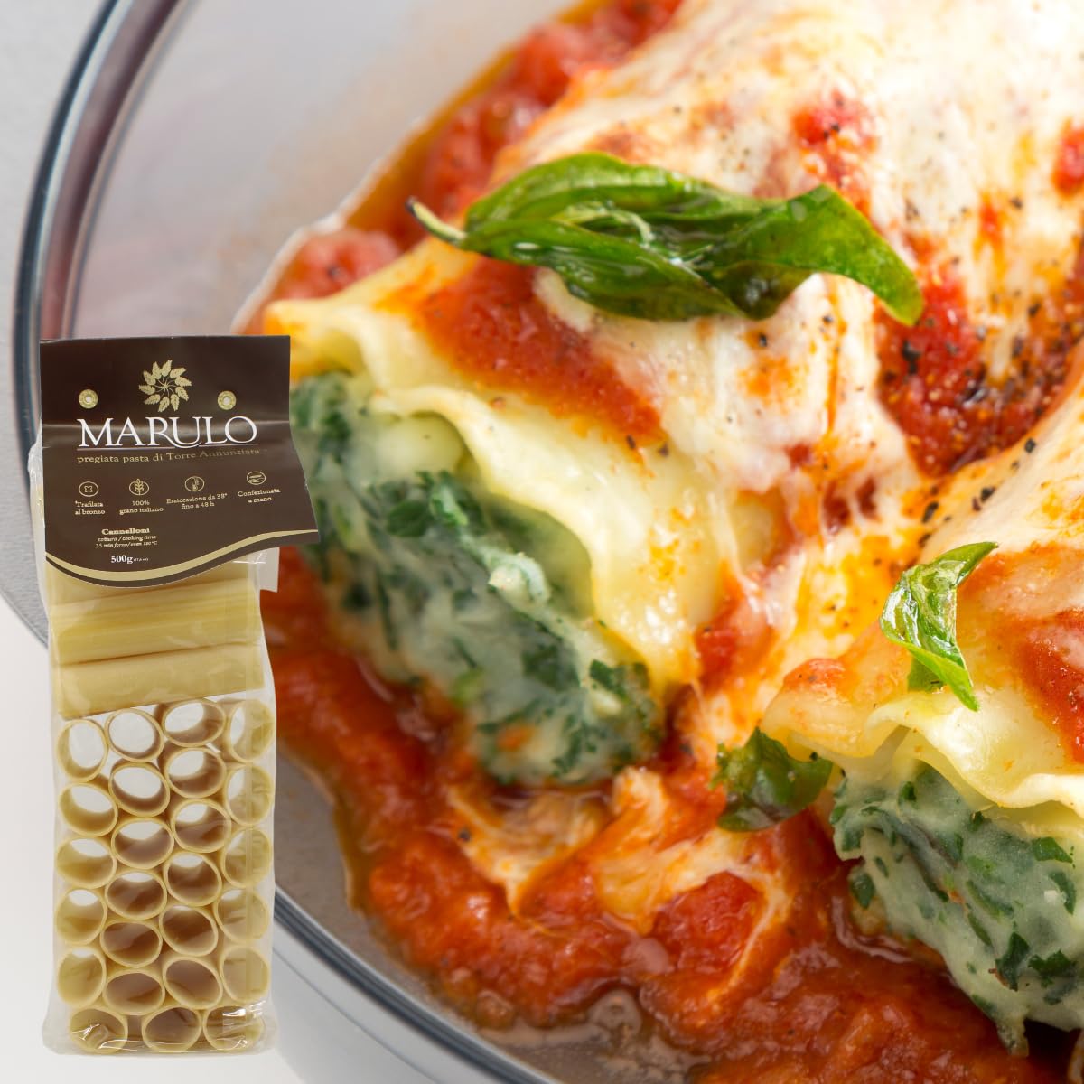 Marulo, Organic Cannelloni, Artisan Italian Pasta, Bronze Die Cut, 1.1 lb (500g)