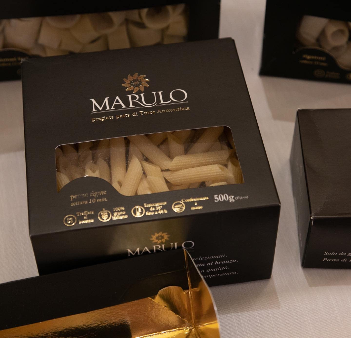 Marulo, Penne Pasta, Artisan Bronze Die-Cut Pasta, 12 Pack x 1.1 lb