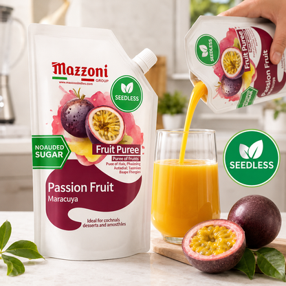 Mazzoni Passion Fruit Puree, 100% Pure Fruit, No Sugar Added 1 kg (2.2 lb)