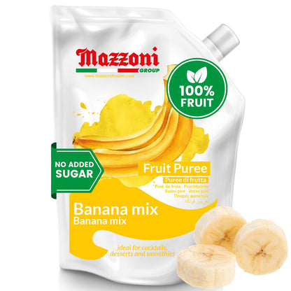 Mazzoni, Banana Mix Puree, 100% Pure Banana Mix, Just Fruit, No Sugar Added, 2.2 lb