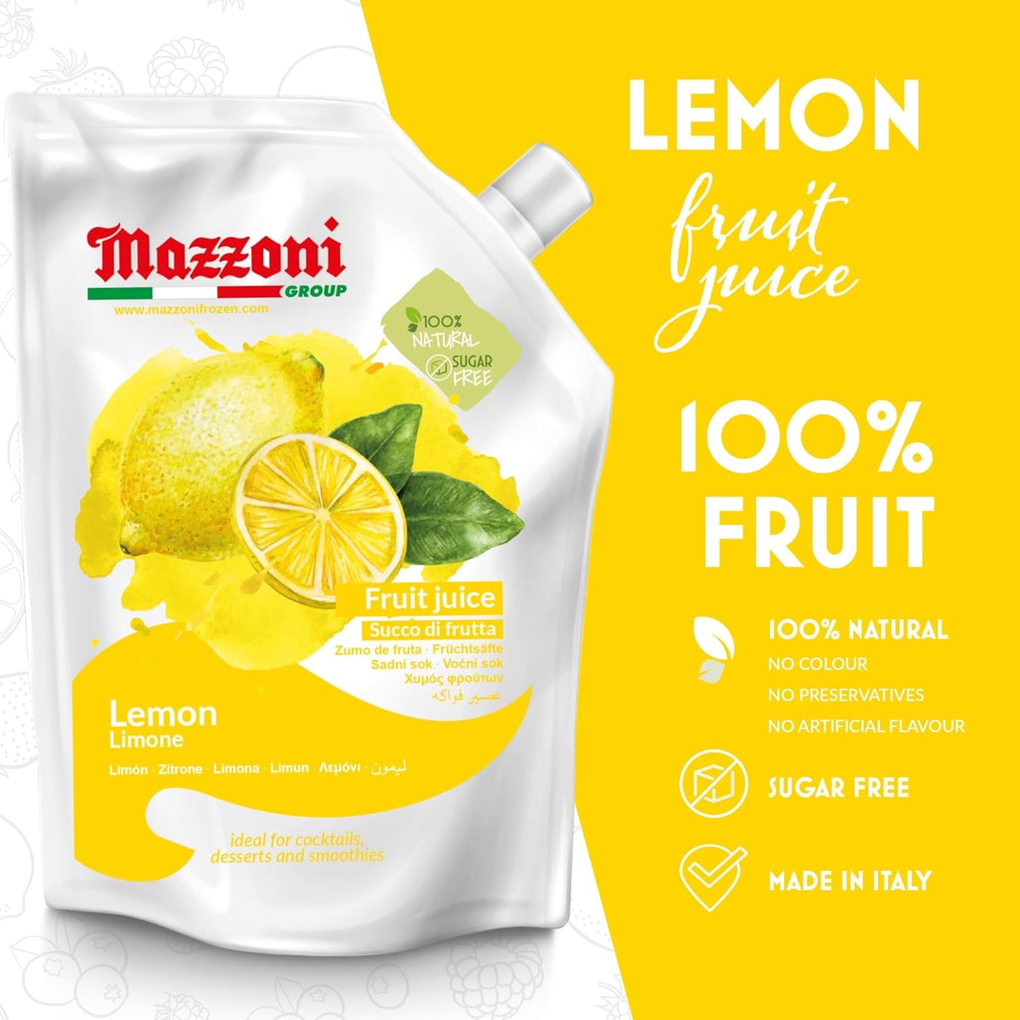 Mazzoni, Real Lemon Juice, 100% Pure Lemon, Just Juice, No Sugar Added, 2.2 lb