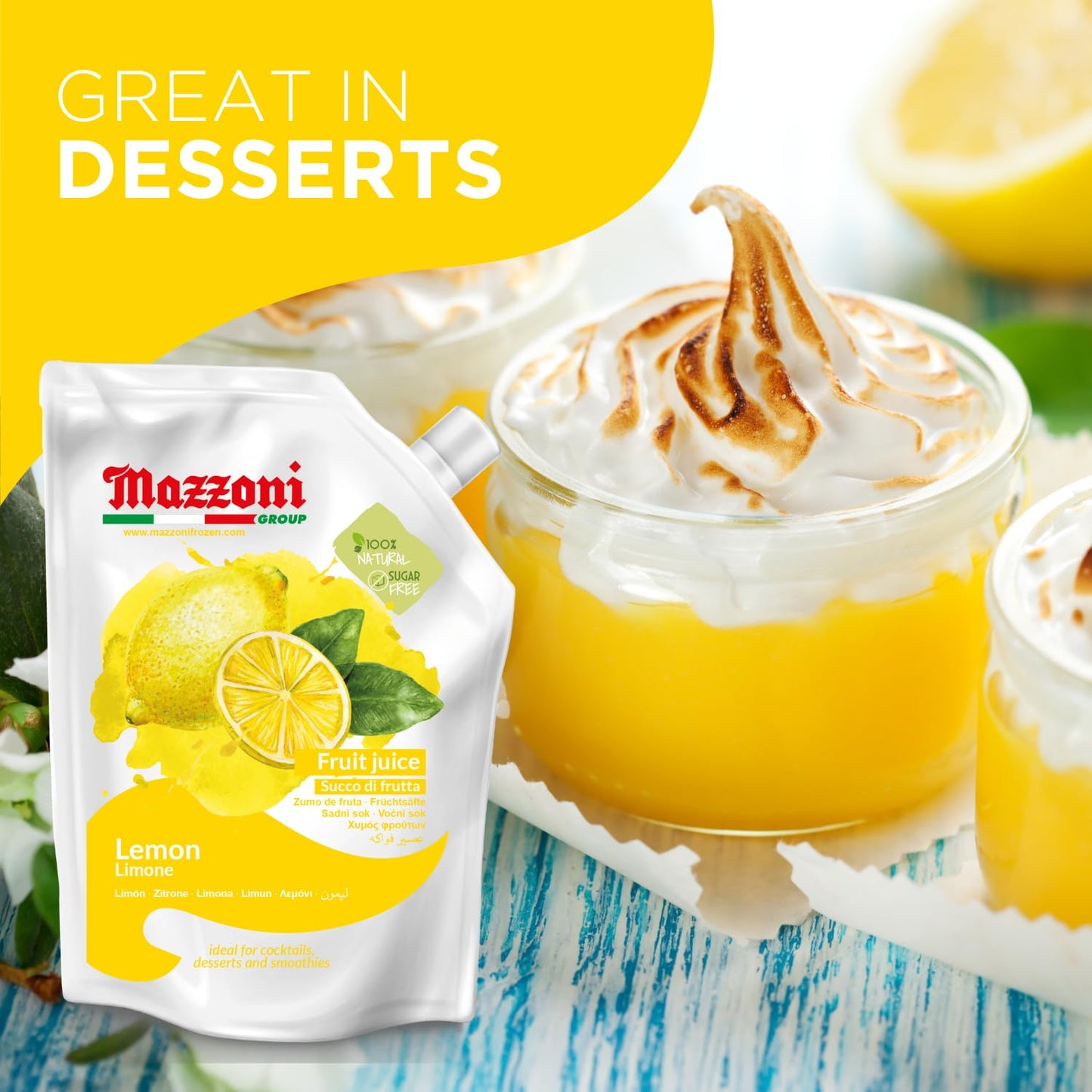 Mazzoni, Real Lemon Juice, 100% Pure Lemon, Just Juice, No Sugar Added, 2.2 lb