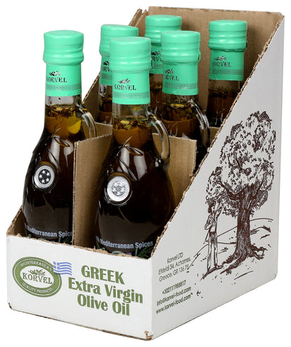 KORVEL Greek Extra Virgin Olive Oil with Mediterranean Herbs - 6 Pack