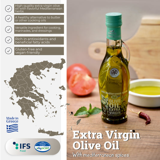 KORVEL Greek Extra Virgin Olive Oil with Mediterranean herbs, Amphora 8.45 fl oz (250ml) - 2 pack
