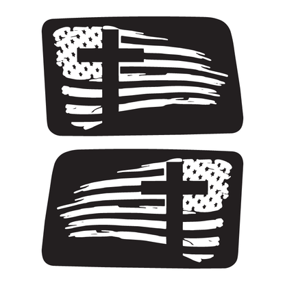 Flag Cross Window Jeep Graphic