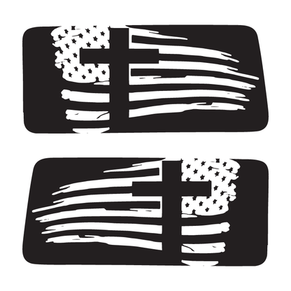 Flag Cross Window Jeep Graphic