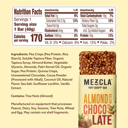 Mezcla Almond Butter Chocolate Bars - 12 bars x 1.4 oz case