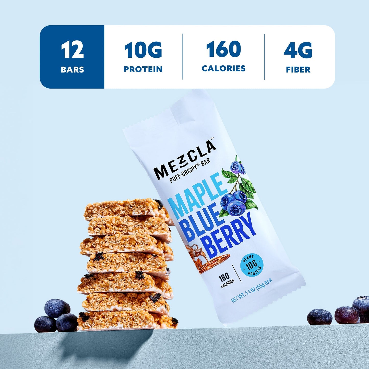 Mezcla Maple Blueberry Bars - 12 bars x 1.4 oz case