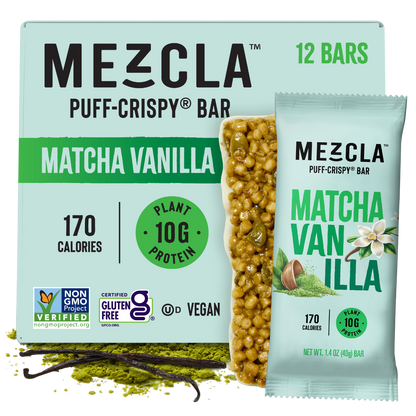 Mezcla Matcha Vanilla Bars - 12 bars x 1.4 oz case