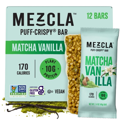 Mezcla Matcha Vanilla Bars - 12 bars x 1.4 oz case