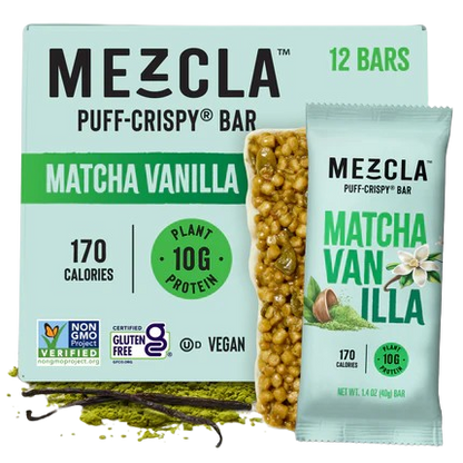 Mezcla Matcha Vanilla Bars - 12 bars x 1.4 oz case