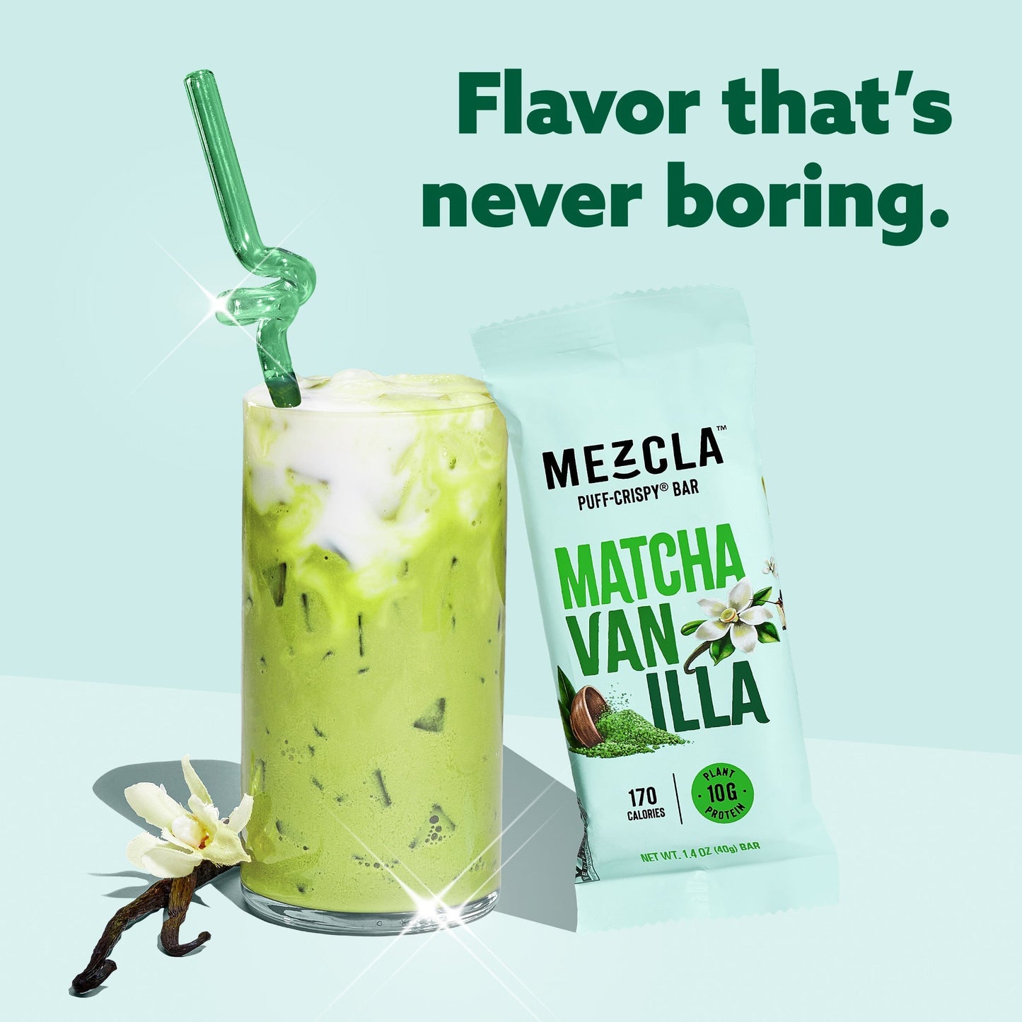 Mezcla Matcha Vanilla Bars - 12 bars x 1.4 oz case