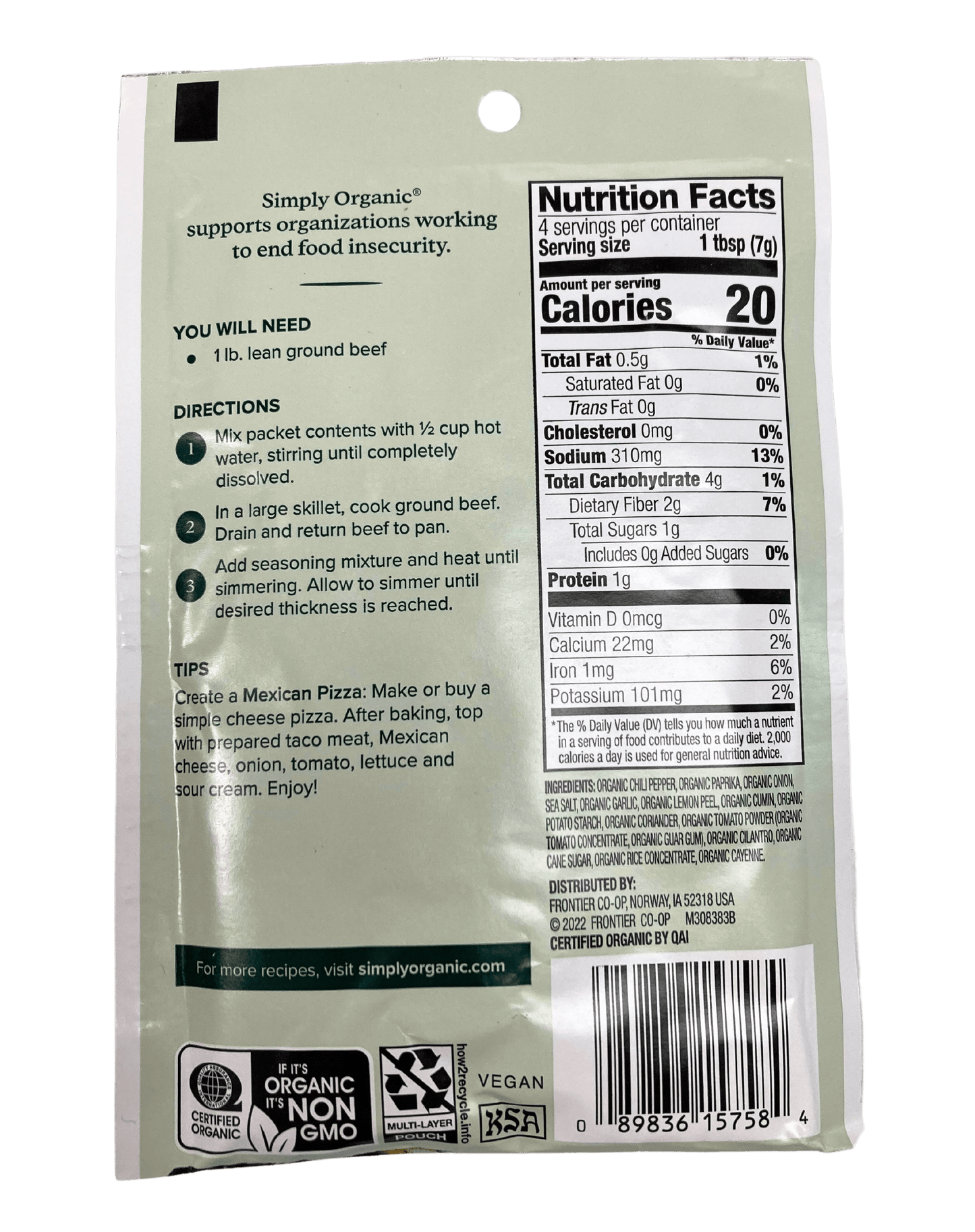 Taco Seasoning, Mild