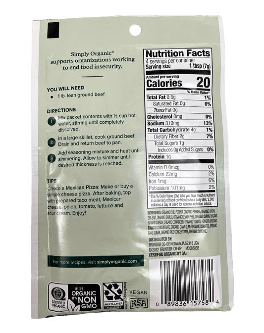 Taco Seasoning, Mild