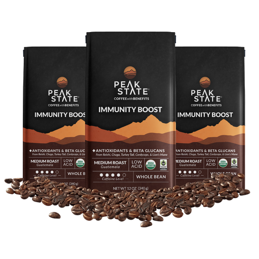 Peak State Coffee IMMUNITY BOOST Medium Roast - Three Pack (3 x 12 oz Bags)