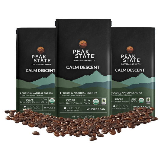 Peak State Coffee CALM DESCENT Swiss Water Process Decaf - Three Pack (3 x 12 oz Bags)