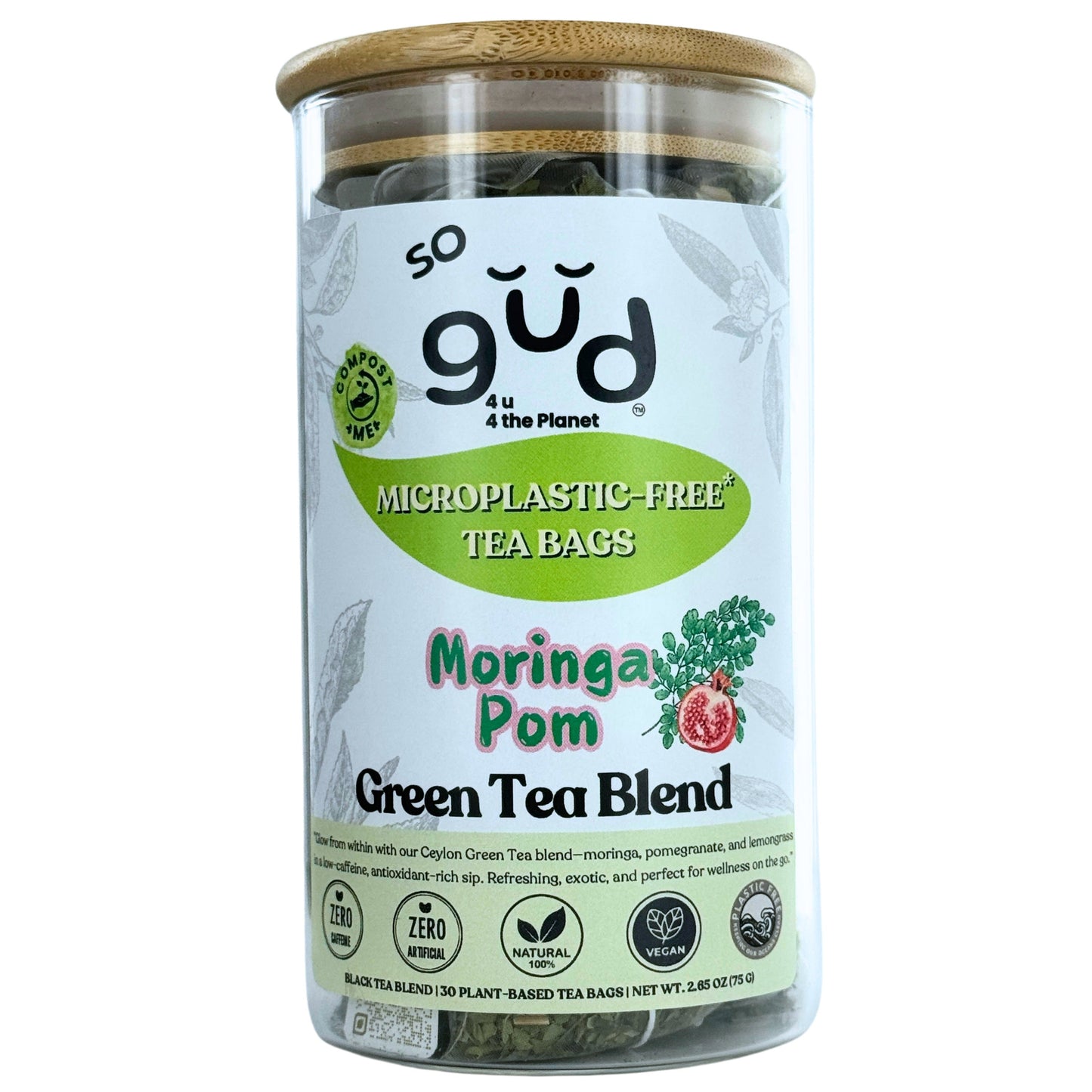 Moringa Pom Tea Green Tea Blend | Plant-based Tea Bags