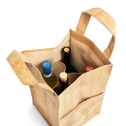Aficionado Wine Tote Bag (4 Bottles) by Tiradia Cork