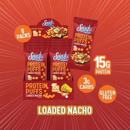Loaded Nacho Protein Puffs Single Serving - 8-Pack Box