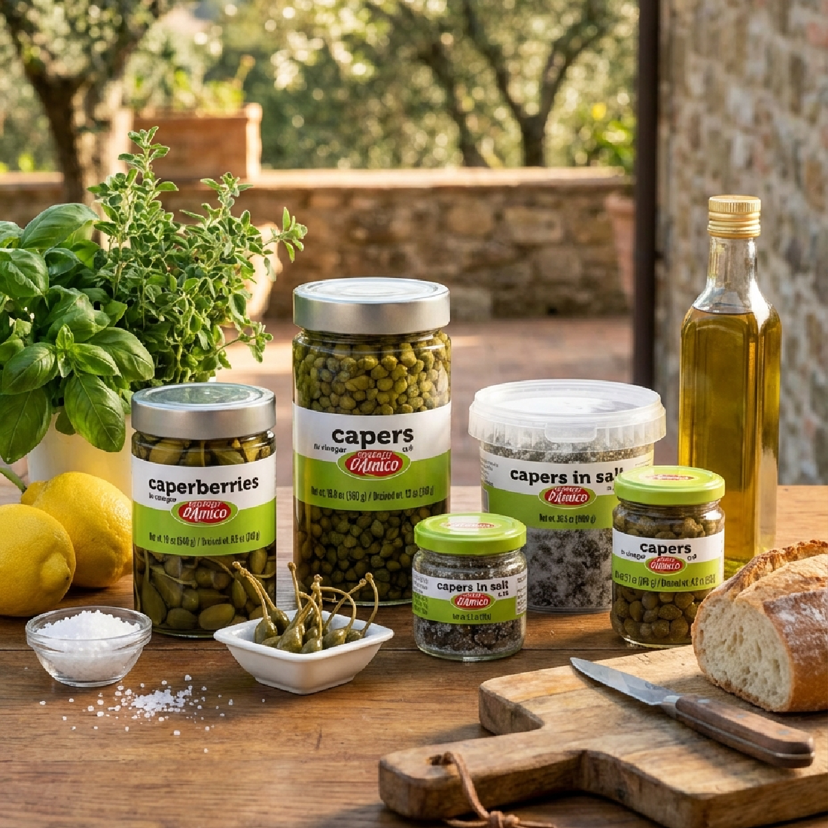 Fratelli D'Amico, Capers in Vinegar, Pickles no 9, 19.5oz, (580g)