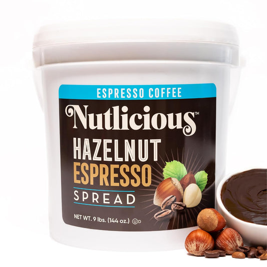 Nutlicious, Hazelnut Espresso Spread , Spreadable Espresso with A Hint of Roasted Hazelnuts, (9lb)