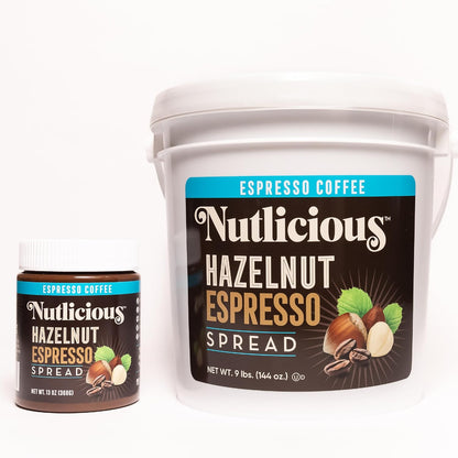 Nutlicious, Hazelnut Espresso Spread , Spreadable Espresso with A Hint of Roasted Hazelnuts, (9lb)