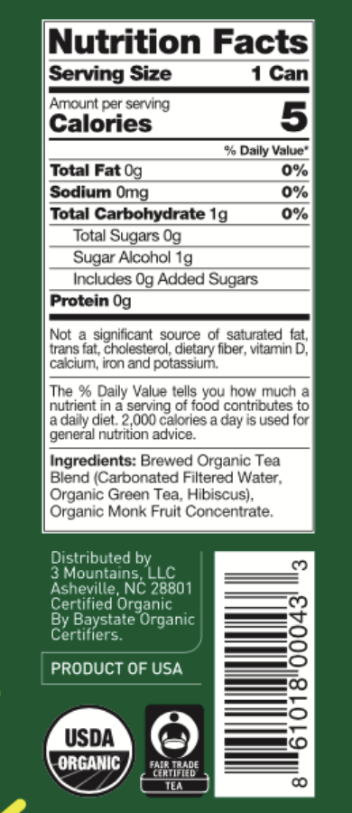 Sarilla Organic Antioxidant Green Tea Spritzer - 12 Cans