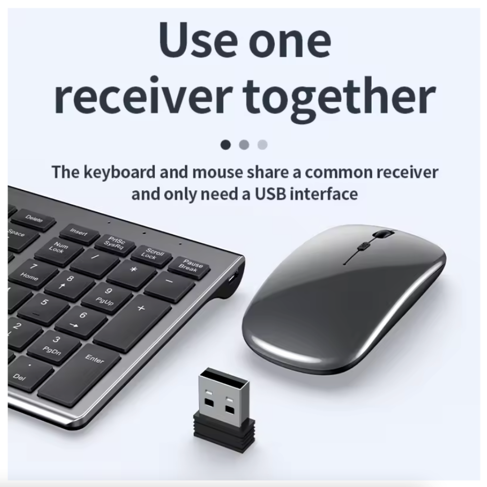 Onetify Dual Mode Wireless Ultra Thin Full Size Wireless Keyboard and Mouse Set