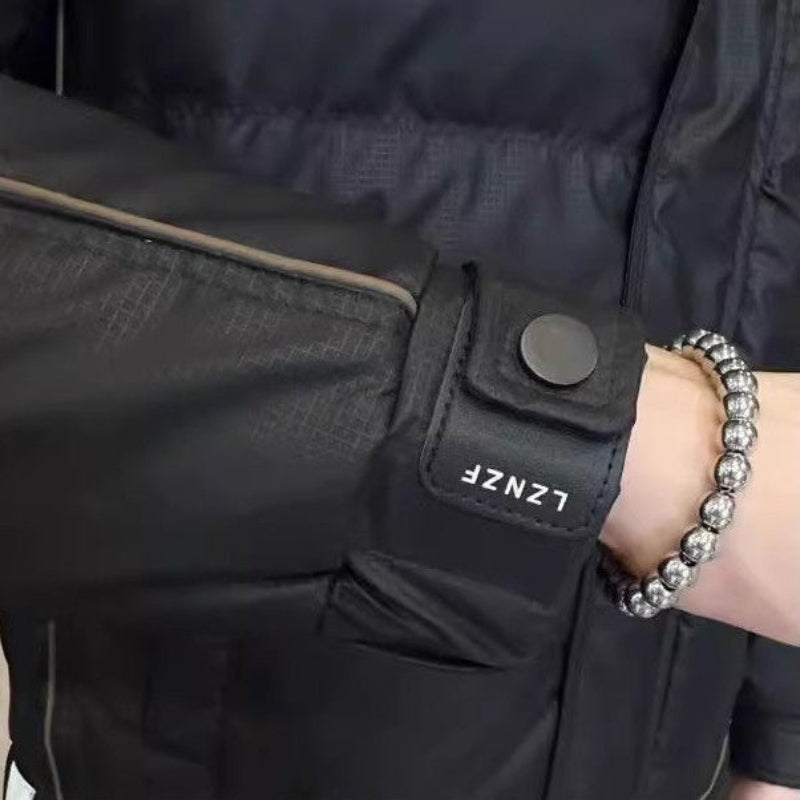 Mens High Collar Zipper Puffy Jacket