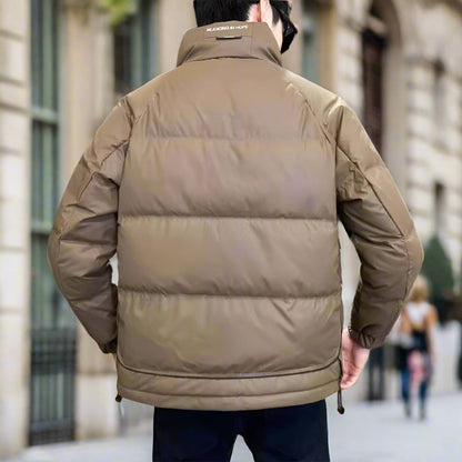Mens High Collar Zipper Puffy Jacket