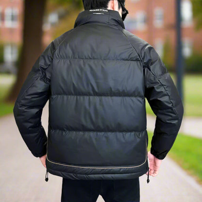 Mens High Collar Zipper Puffy Jacket