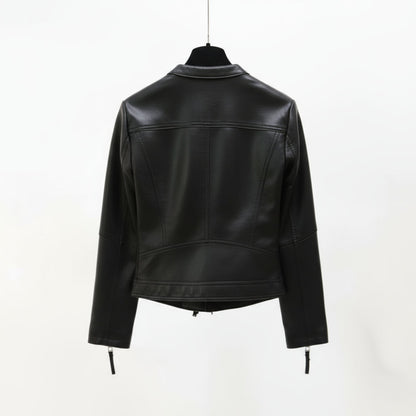 Women Vegan Leather Biker Jacket
