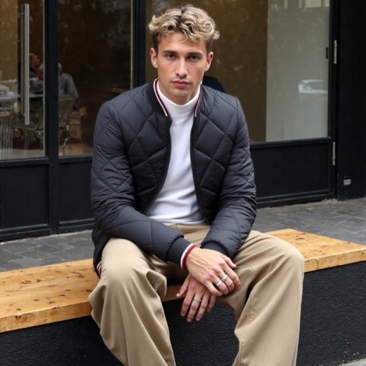Mens Quilted Bomber Jacket