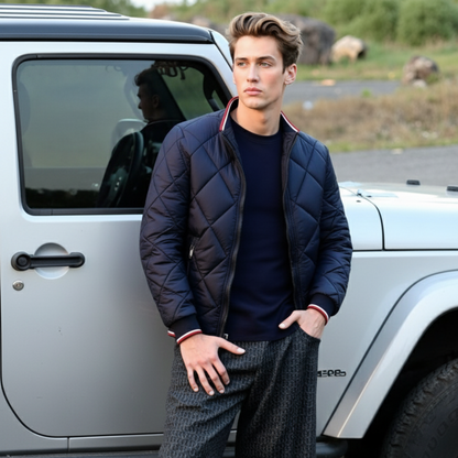 Mens Quilted Bomber Jacket