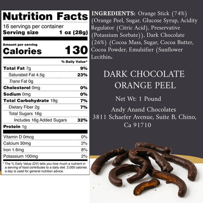 Andy Anand Dark Chocolate Orange Peels Dark Gift Box 1 lb Delicious Decadent
