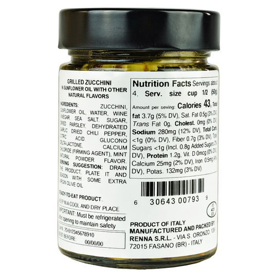 SALE! Renna, Grilled Zucchini In preserved in oil, 10.58oz