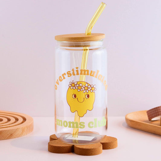 Overstimulated Moms Club 16 oz Glass Cup Set