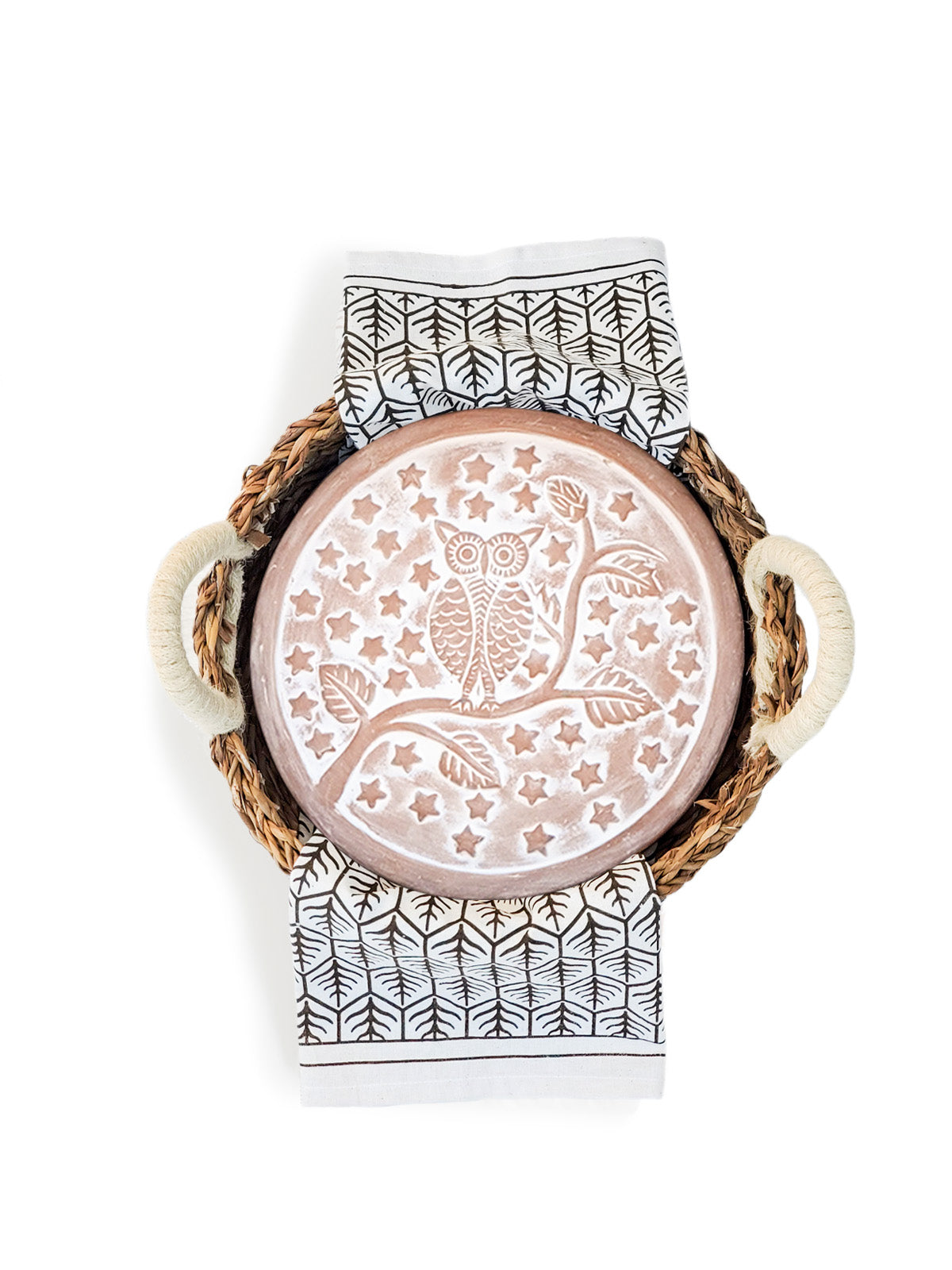 KORISSA Bread Warmer & Basket Gift Set with Tea Towel - Owl Round