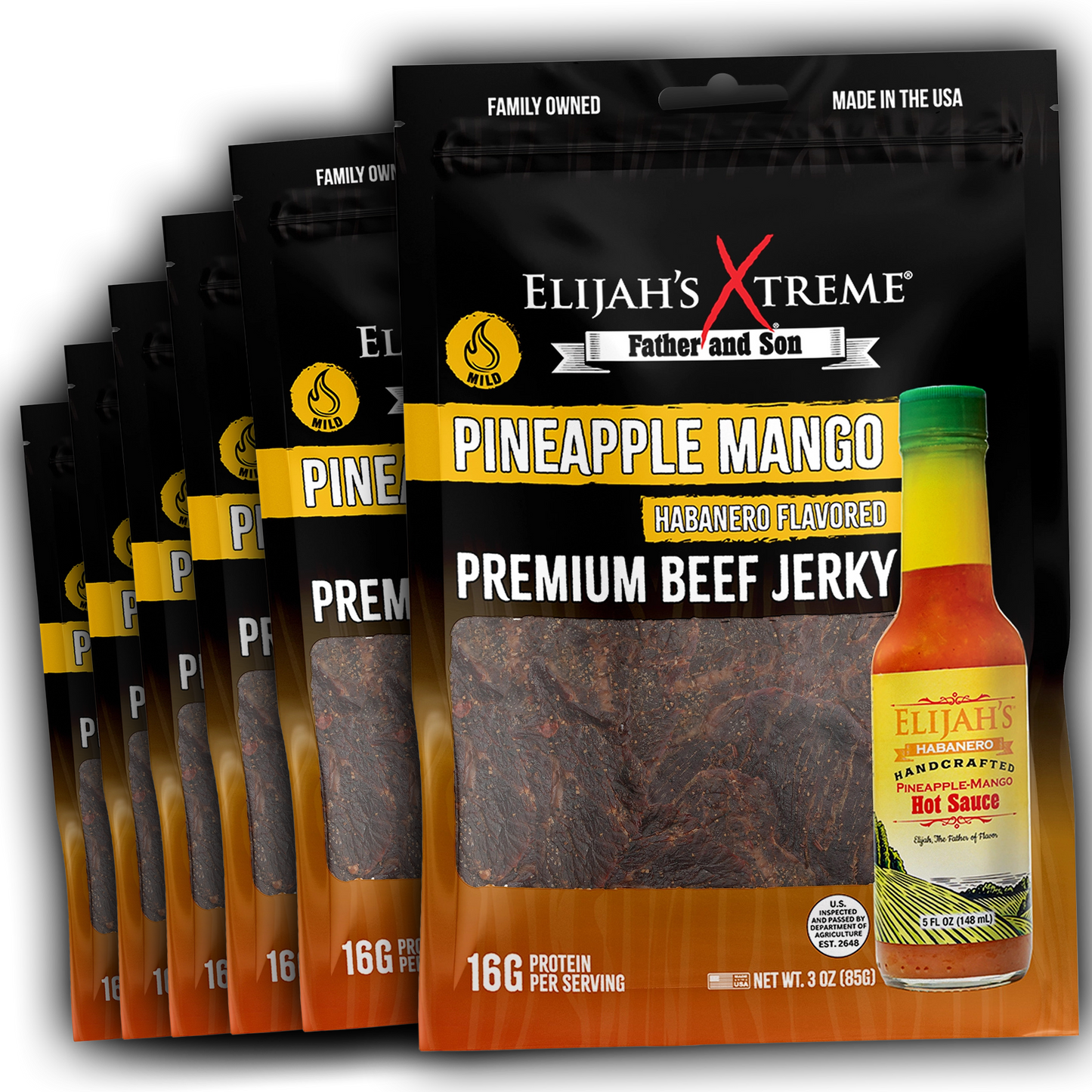 Pineapple-Mango Habanero Beef Jerky - 6 bags (1lb)