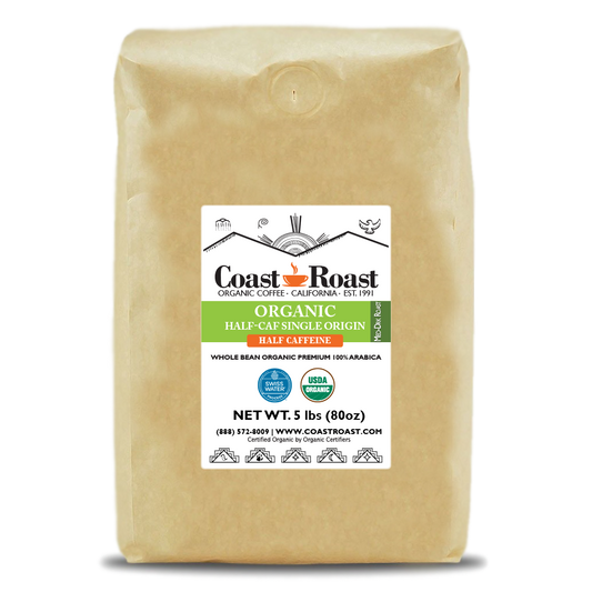 Organic Swiss Water Half-Caf Single Origin Whole Bean Coffee