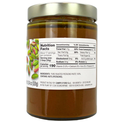 Campo D'Oro, Pure Pistachio Paste, 100% Pistachio, 18.34 oz