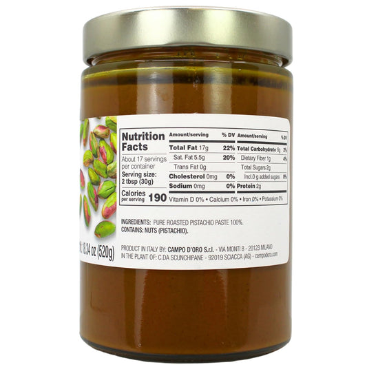 Campo D'Oro, Pure Pistachio Paste, 100% Pistachio, 18.34 oz