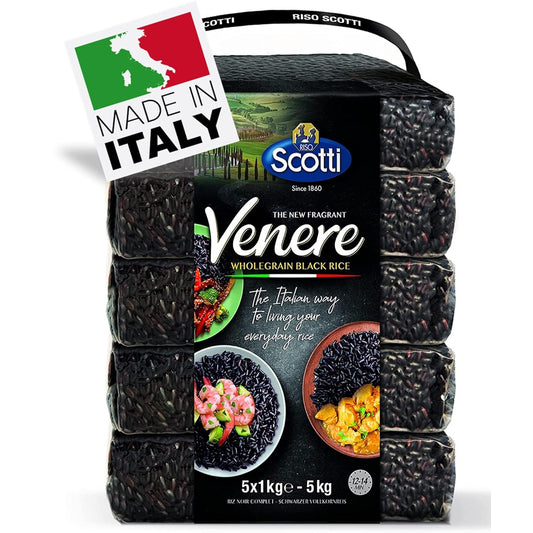 Riso Scotti Venere Black Italian Rice – Bulk (5 x 1 kg / 11 lb)
