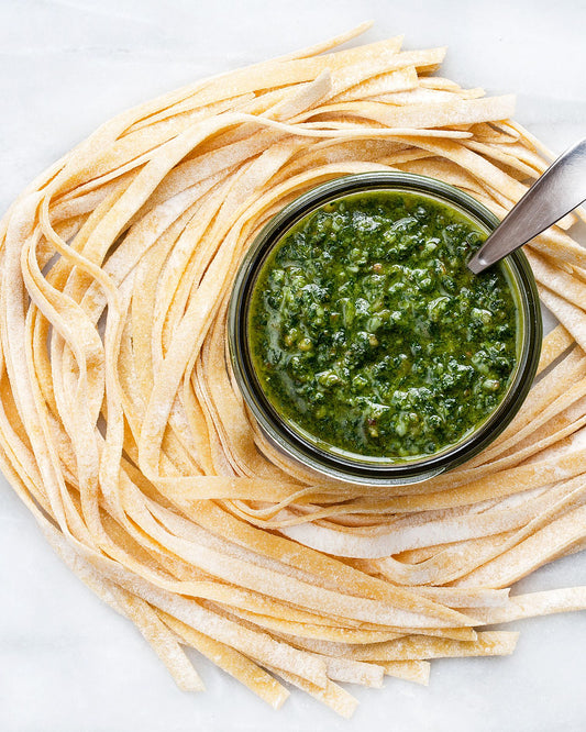 Garlic Scape and Hazelnut Pesto Sauce