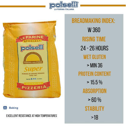 Polselli, Super Tipo 00 Pizza Flour, 11 lb (5 kg)